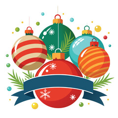 beautiful christmas balls banner with text space