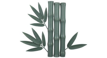 Isolated Bamboo Stalks with Leaves