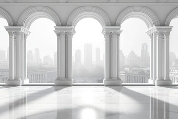 Elegant architecture with city view at dawn