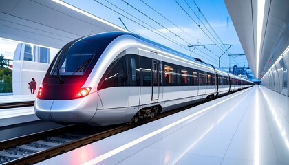 Modern train in a futuristic station