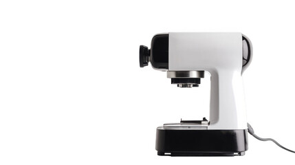 Fototapeta premium A modern countertop mixer in black and white is set on a kitchen surface, ready for various food preparation tasks