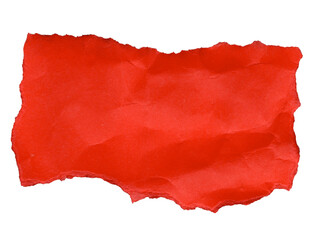 Red torn paper with a prominent creased texture set. The edges are irregular and jagged, creating a...