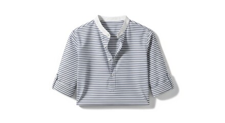 Striped button down shirt isolated on white background