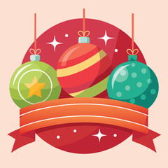 beautiful christmas balls banner with text space