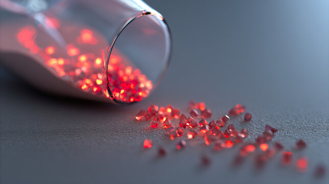Translucent hourglass with memories as sand, some grains glowing red to signify cognitive health concerns.