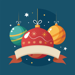 beautiful christmas balls banner with text space