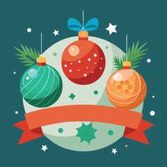 beautiful christmas balls banner with text space