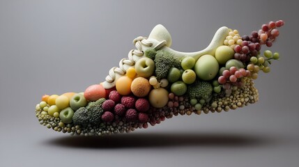 Innovative Fruit and Vegetable Sneaker Design Showcasing a Healthy Lifestyle Concept