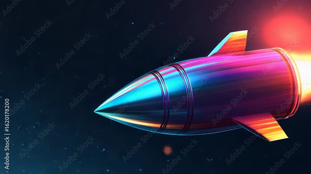 Canvas Prints modern iridescent rocket traveling through space at the speed of light