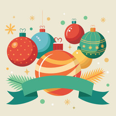 beautiful christmas balls banner with text space