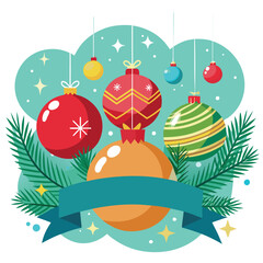 beautiful christmas balls banner with text space