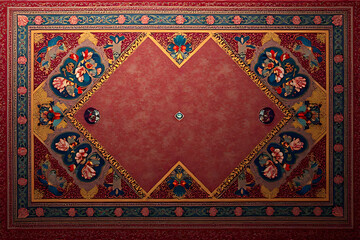 Bright and regal Indian cloth texture with traditional paisley embroidery, seamless professional background 