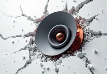 Gray Speaker in Fractured White Surface