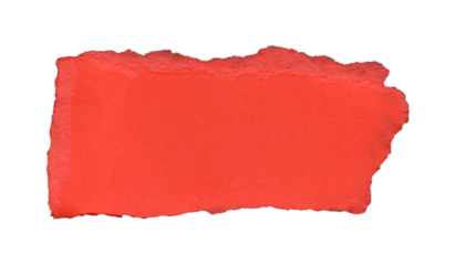 Flat, red rectangle with uneven, torn edges on all sides. The texture of the paper appears rough and fibrous, suggesting a handmade or natural finish.