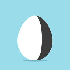 Egg, black and white halves. Dark side, light and shadow, bipolar disorder, emotion, mood, depression, personality, mental issue, psychology and duality concept. Flat design. EPS 8 vector illustration