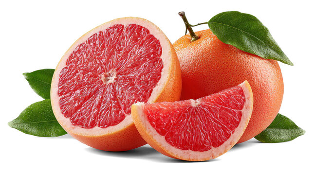 Organic grapefruit slices on white background - Powered by Adobe