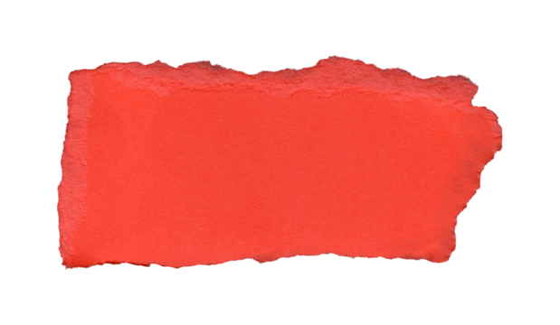 Flat, red rectangle with uneven, torn edges on all sides. The texture of the paper appears rough and fibrous, suggesting a handmade or natural finish.