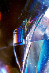 Beautiful close up of quartz crystal rock shard with reflective rainbow Holographic  spiritual light