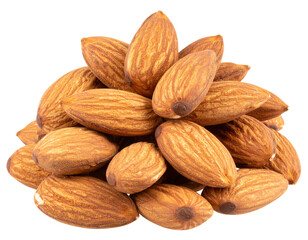Fototapeta premium Close-Up of Whole Raw Almonds in Pile, Front View Macro, Isolated PNG