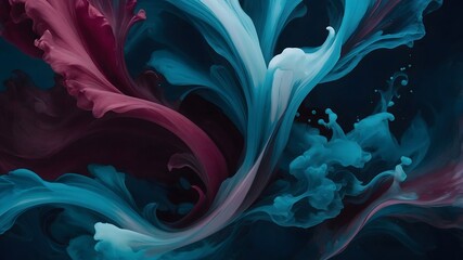 Formas abstractas fluidas en tonos azul y burdeos