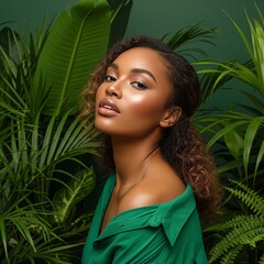 Portrait Beautiful girl. Face of young beautiful woman close-up with healthy clear skin with bright make-up. Beautiful natural woman after cosmetic procedures, facelift, visit to cosmetologist