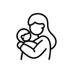 Minimalist line art of a mother hugging a child
