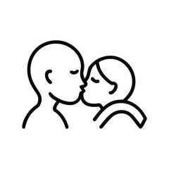 Parents kissing simple line icon