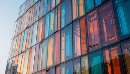 Colorful Geometric Glass Building Facade
