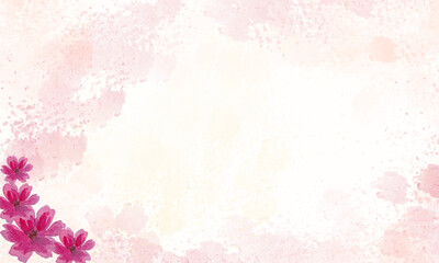 A delicate pink floral watercolor background featuring soft pastel textures and blooming flowers. Perfect for spring, greeting cards, invitations, or decorative design projects with a romantic