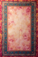Professional Indian fabric design with classic block print style in vibrant colors, arranged with proportional spacing 