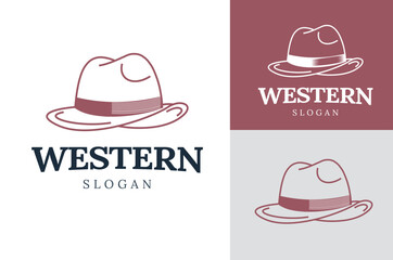 Vintage Western Hat Logo – Cowboy Style Badge for Classic Brand Identity