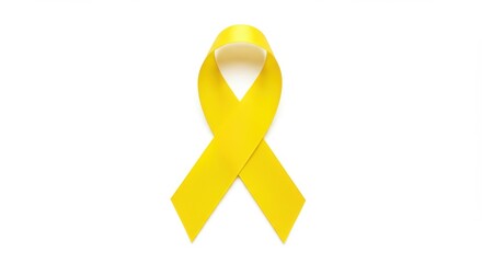 Yellow awareness ribbon symbol on white background for support and solidarity