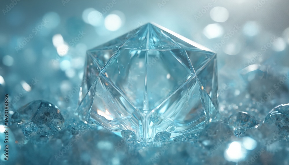 Aufkleber macro view of abstract crystalline structure with multifaceted geometric facets. sparkling light ref
