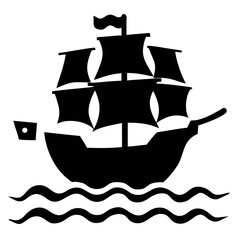 Ship sailing silhouette