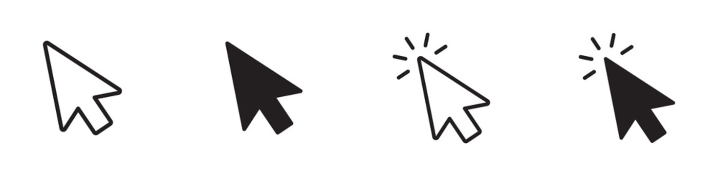 Cursor mouse click  icon set. Click arrow  icons , computer mouse click cursor icons , vector illustration . 
