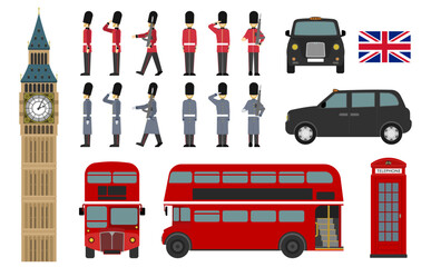 フラットイラスト：ロンドンランドマーク
