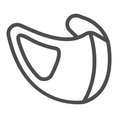 Disposable mask line icon, safety workwear concept. Vector graphics. Antibacterial face mask with strap, protection sign on white background, outline style icon for mobile or web design.