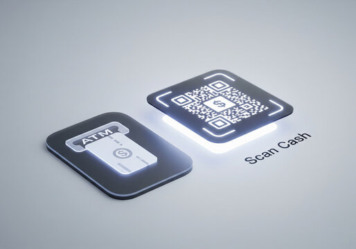 Scan Cash: QR Code Enabled ATM for Cardless Cash Withdrawals and Secure Digital Banking Transactions.