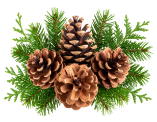 pine cones on white background