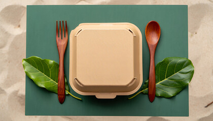 Fresh spinach and Italian pasta box on a plate with fork and silverware on the dining table with spoon