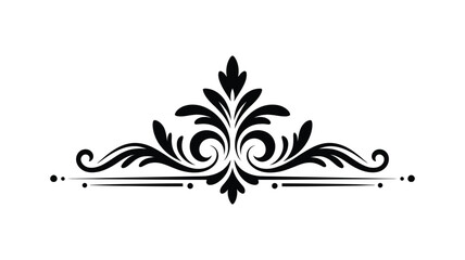 Elegant black flourish ornament with swirls and dots