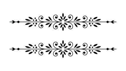 Elegant black floral ornaments for design and decoration