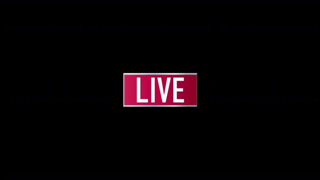  3D rotating Live TV graphic bug for network style television outside broadcast television presentation, news & sports satellite link with transparent alpha channel invisible background 4K