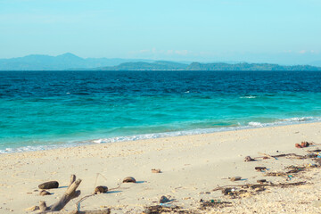 Picturesque Beach with Turquoise Water and Mountains