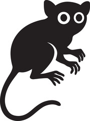 Fototapeta premium Black silhouette of a tarsier with large white eyes on white background animal primate 1