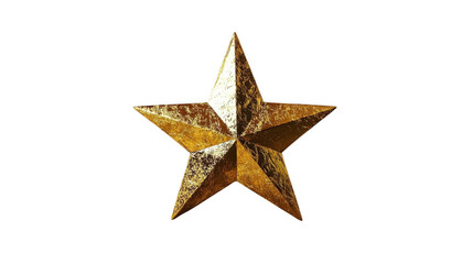 Fototapeta premium The shiny golden star has a reflective surface, casting light and shadows in a distinctive three-dimensional design