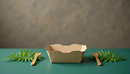 Wooden box with bamboo and pencil placed on a wooden table in a cozy home interior setting