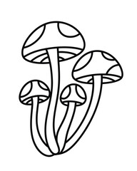 Stylized outline illustration of a cluster of mushrooms
