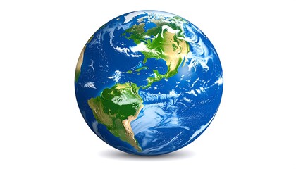 Detailed digital rendering of planet Earth against a pristine white background