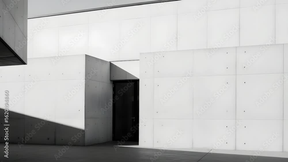Poster monochromatic concrete architecture with geometric design and shadow patterns